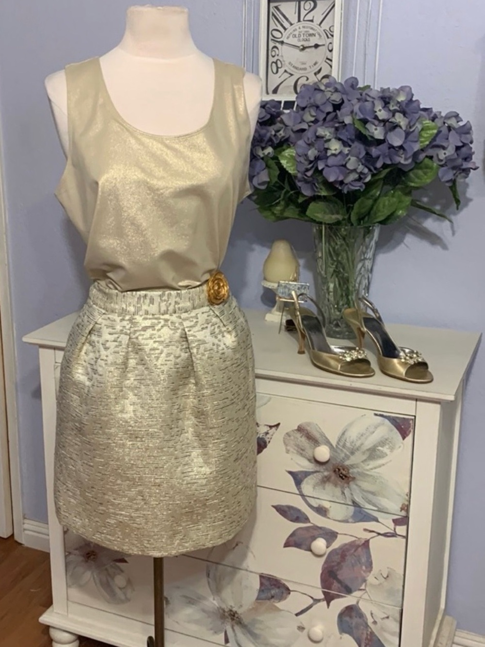 Worthington Gold Metallic Mini Skirt